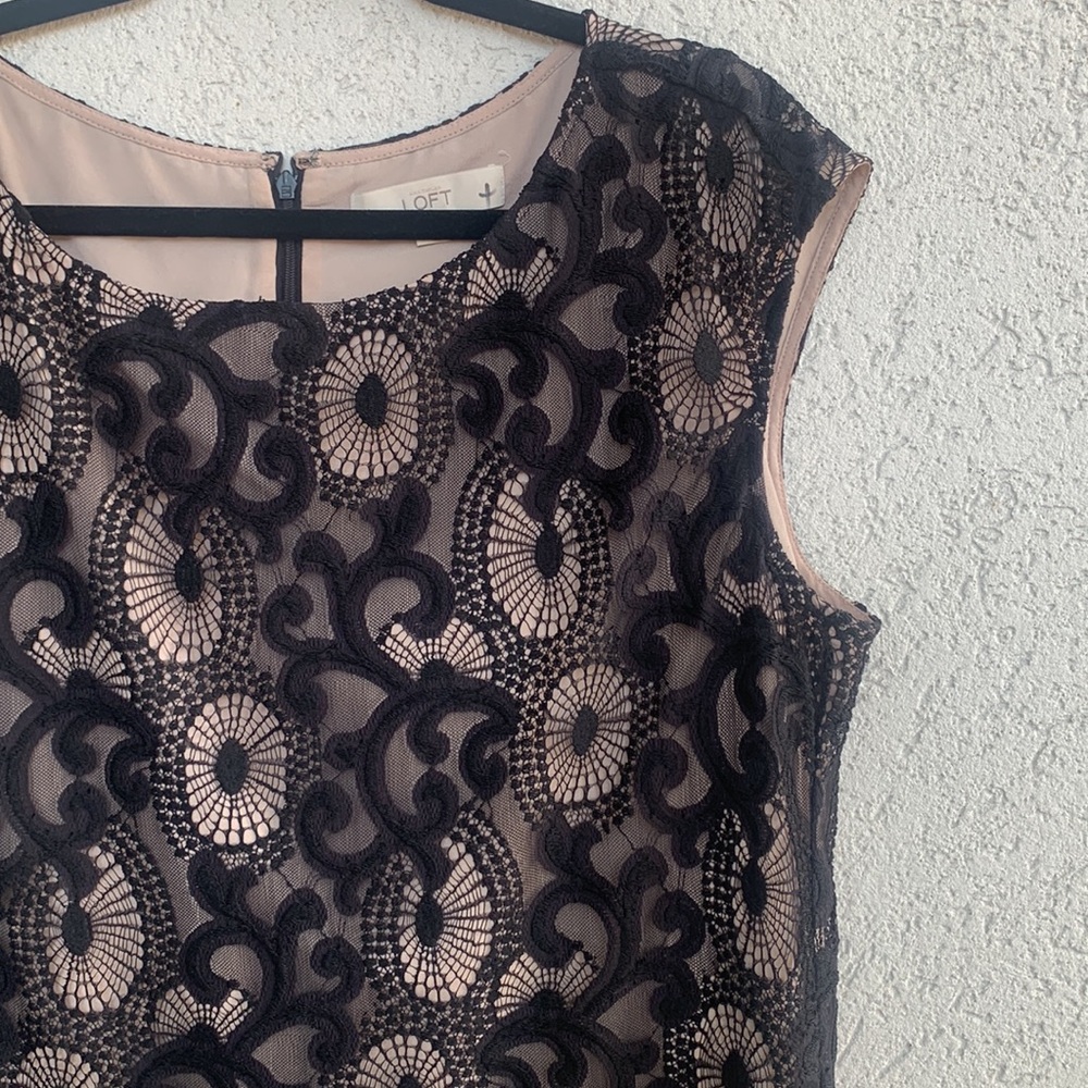 LOFT Black lace sleeveless overlay dress